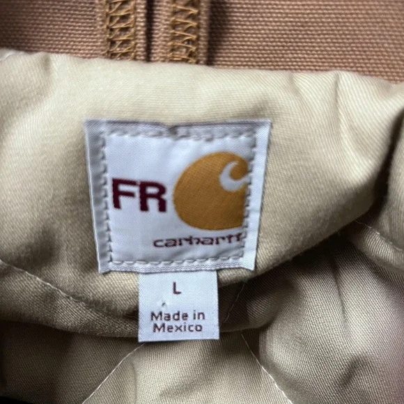 Carhartt FR Duck Traditional Coat Mens Large Brown Quilt Lined Flame Resistant